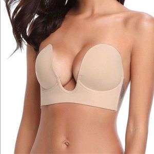 Strapless Adhesives Plunge Bra Beige